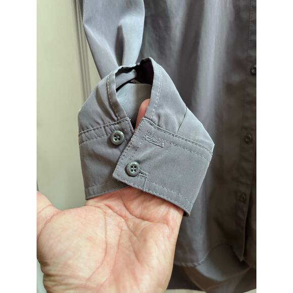 Gestuz Gray Shine Long Sleeve Button Down Tunic Blouse US Size 10 Timeless - Picture 4 of 9